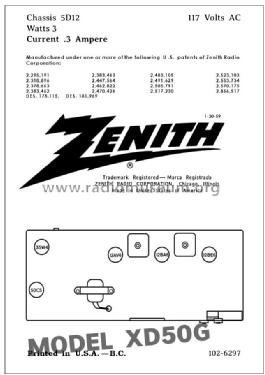 XD50G Ch= 5D12; Zenith Radio Corp.; (ID = 2799896) Radio