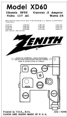 XD60C Ch= 5F03; Zenith Radio Corp.; (ID = 2791211) Radio