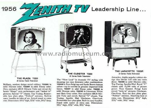 Y2222C Ch= 17Y20; Zenith Radio Corp.; (ID = 2809422) Television