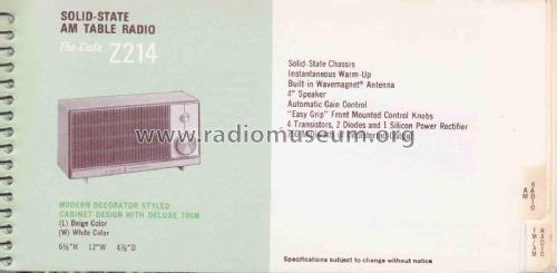 Z214 Ch= 4ZT29; Zenith Radio Corp.; (ID = 2812695) Radio