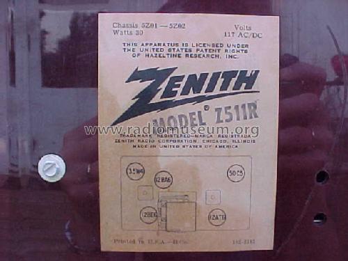 Z511R Ch= 5Z01; Zenith Radio Corp.; (ID = 136281) Radio