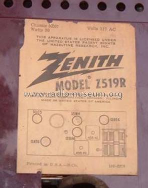 Z519R Ch= 5Z07; Zenith Radio Corp.; (ID = 136288) Radio