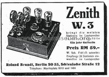 Zenith W3; Zenith-Radiowerk; (ID = 3648) Radio