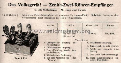 Zenith ZR3; Zenith-Radiowerk; (ID = 2707) Radio