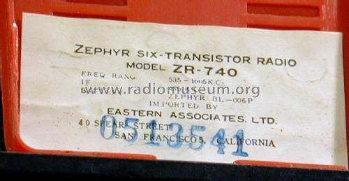6 Transistor Radio ZR-740; Zephyr Co., Ltd.; (ID = 2122266) Radio