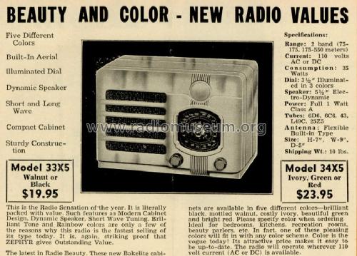 33X5 ; Zephyr Radio Co.; (ID = 1703328) Radio