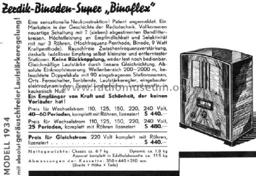 Binoflex 1934; Zerdik; Wien (ID = 39189) Radio