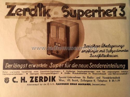 Superhet 3 RW53; Zerdik; Wien (ID = 2612641) Radio