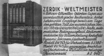 Weltmeister RW743; Zerdik; Wien (ID = 39191) Radio