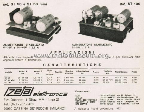 Alimentatore Stabilizzato ST 100; Zeta Elettronica; (ID = 2836186) Power-S