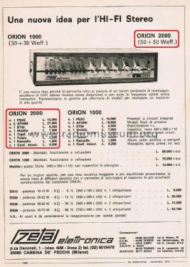 Amplificatore HI-FI Stereo Orion 2000; Zeta Elettronica; (ID = 2807059) Kit