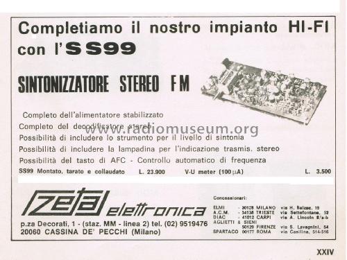 Sintonizzatore Stereo FM SS99; Zeta Elettronica; (ID = 2798745) Radio