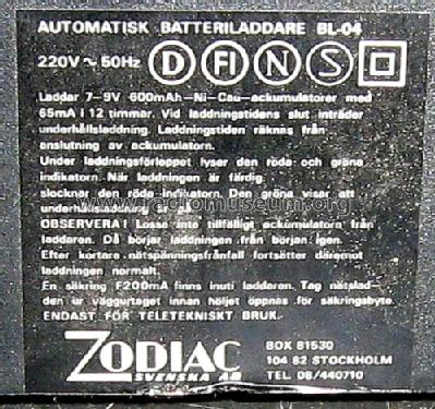 Automatisk batteriladdare BL-04; Zodiac Svenska Ab; (ID = 1292995) Aliment.