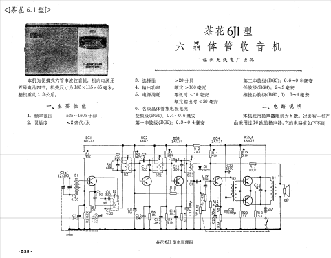 Chahua 茶花 6J1A; Fuzhou 福州无线电厂 (ID = 777026) Radio