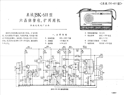 QuanCheng 泉城 JSK-611; Jinan 济南无线电厂 (ID = 776988) Radio