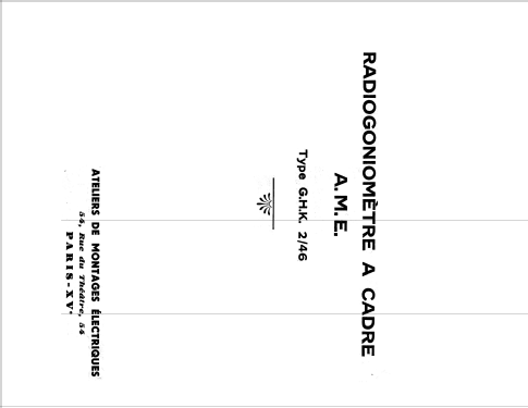 Radiogoniomètre à cadre GHK-2/46; AME A.M.E., Ateliers (ID = 838100) Commercial Re