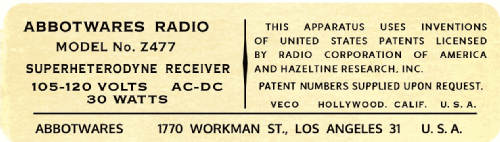 Z477 Standing Horse ; Abbotwares; Los (ID = 3136056) Radio