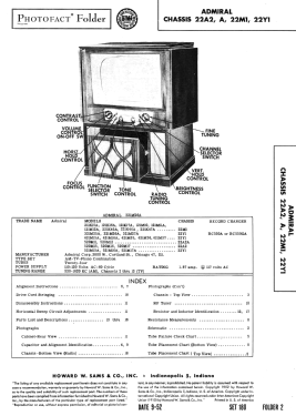 121K16A Ch= 22M1; Admiral brand (ID = 3092723) Television