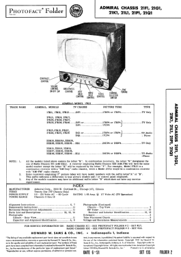 17K11 Ch= 21F1; Admiral brand (ID = 2925072) Television