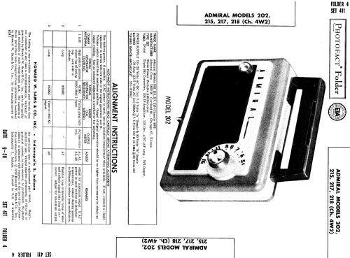 202 Ch= 4W2; Admiral brand (ID = 784555) Radio