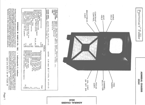 30A14 Ch= 30A1; Admiral brand (ID = 1505109) Television