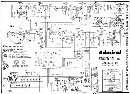 402 Ch= 8H1 - 4S2; Admiral brand (ID = 136865) Radio