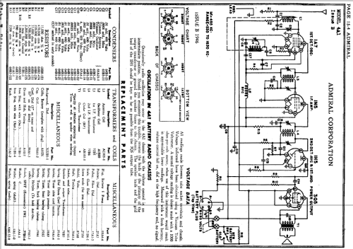 4A1 Issue B chassis only; Admiral brand (ID = 115712) Radio