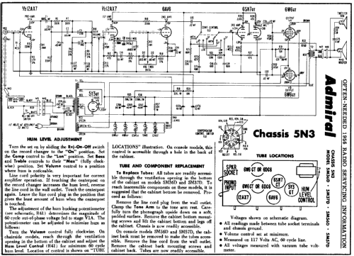 5M56D Console Ch=5N3; Admiral brand (ID = 123418) Sonido-V