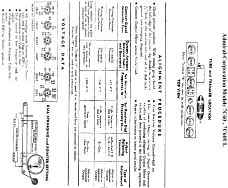 7C60UL Ch= 6B1; Admiral brand (ID = 316058) Radio