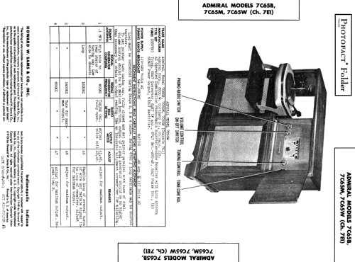 7C65B Ch= 7E1; Admiral brand (ID = 356269) Radio