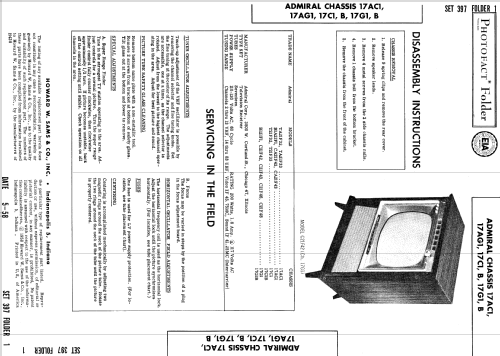 B121F1 Ch= 17G1; Admiral brand (ID = 999426) Télévision