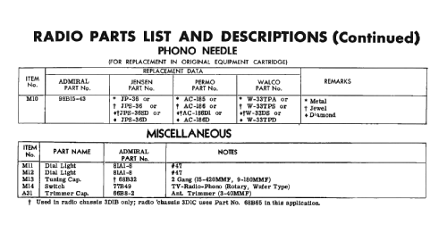 LS23B6 Ch= 20SY4H and 3D1B or 3D1C; Admiral brand (ID = 2330201) TV Radio