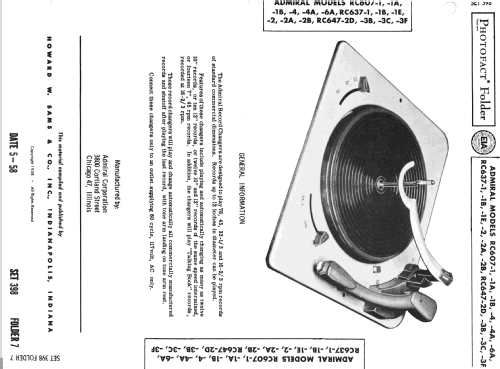 RC607-1B ; Admiral brand (ID = 2600050) Sonido-V