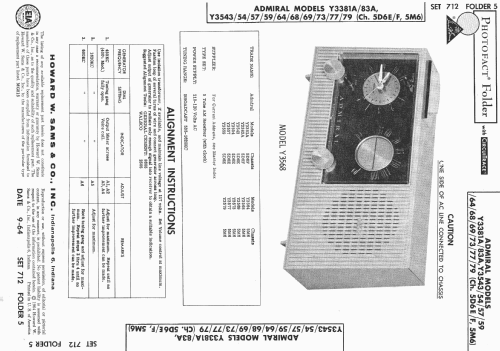 Y3381A Clock Radio Ch= 5D6F; Admiral brand (ID = 483309) Radio