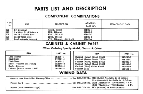 Y3593N Ch= 6A4N; Admiral brand (ID = 1273473) Radio