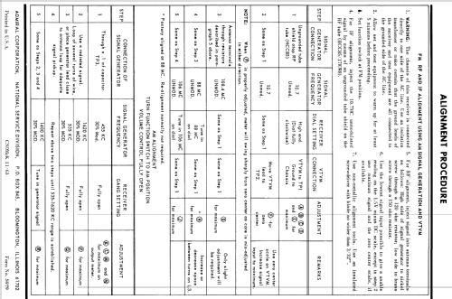 Y3603N Ch= 6A4NA; Admiral brand (ID = 1573919) Radio