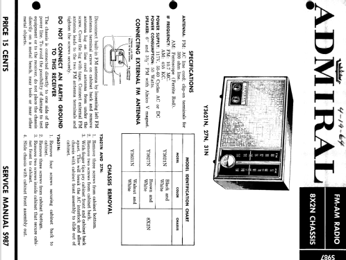 Y3621N Ch= 8X2N; Admiral brand (ID = 1565477) Radio