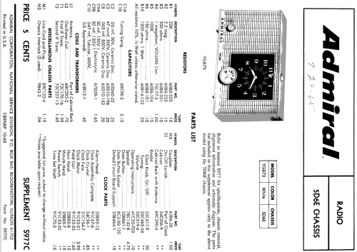 YG873 Ch= 5D6E; Admiral brand (ID = 1566489) Radio