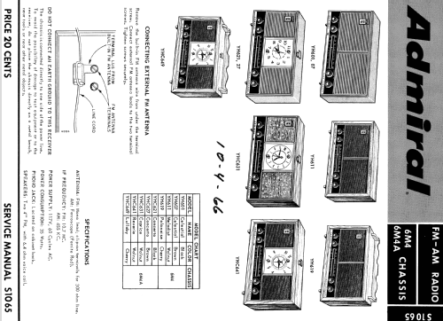 YHC621 'Concerto' Clock Radio Ch= 6M4A; Admiral brand (ID = 1565692) Radio