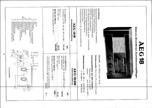 18GW; AEG Radios Allg. (ID = 247665) Radio