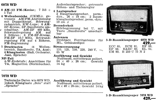 3-D-Raumklangsuper 6078WD; AEG Radios Allg. (ID = 470092) Radio