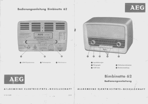 Bimbinette 62; AEG Radios Allg. (ID = 1474674) Radio