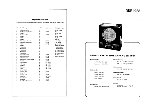 Deutscher Kleinempfänger 1938 DKE38; AEG Radios Allg. (ID = 3047947) Radio