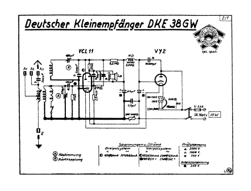 Deutscher Kleinempfänger 1938 DKE38; AEG Radios Allg. (ID = 3049838) Radio