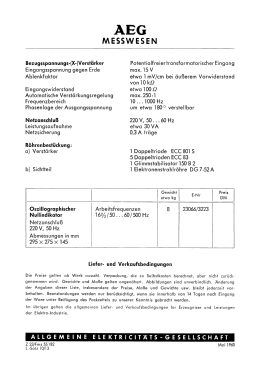 Oszillographischer Nullindikator O 23; AEG Radios Allg. (ID = 2878002) Equipment