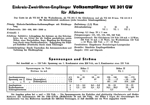 Volksempfänger VE301GW; AEG Radios Allg. (ID = 3061195) Radio