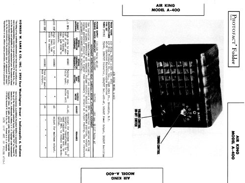 A-400 Minstrel Ch= 470; Air King Products Co (ID = 873459) Radio