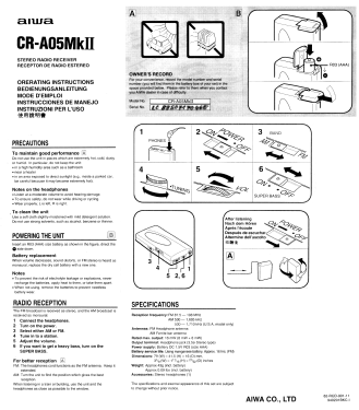 AM/FM Stereo Super Bass CR-A05MkII; Aiwa Co. Ltd.; Tokyo (ID = 3028496) Radio