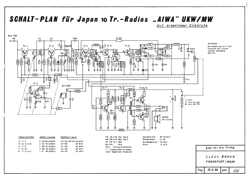 10 Transistor AR-132; Aiwa Co. Ltd.; Tokyo (ID = 895468) Radio