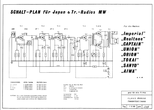 Transistor 6 AR-600; Aiwa Co. Ltd.; Tokyo (ID = 895655) Radio